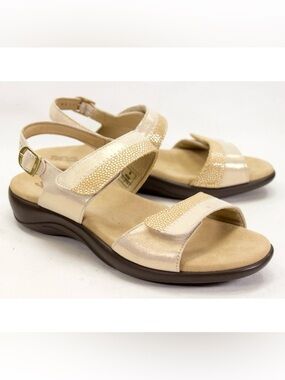 SAS Nudu Dawn Sandals Womans Size 9 WW Tan Gold Leather Slingback Tripad Comfort
